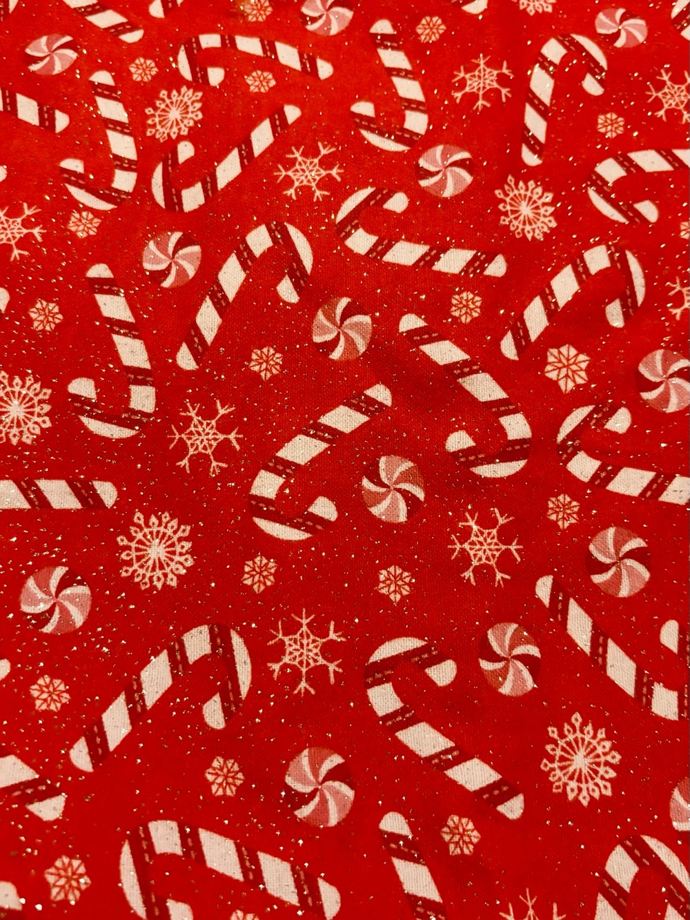 Christmas Candy Cane with Glitter Fabric Sold by the Yard 36”x42” New